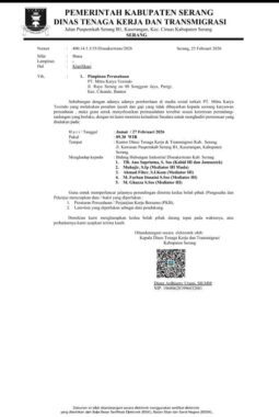 Gubernur dan Wagub Banten Langsung Respon dan Intruksikan ke Bupati Serang untuk Memanggil Perusahaan PT Mitra Karya Texindo