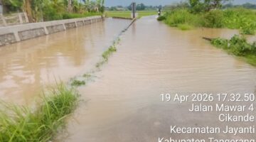 Banjir Kiriman Mulai Menggenangi Permukiman Warga Ciberum, Jayanti
