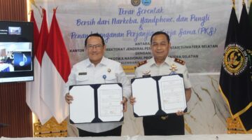 Kepala Rutan Kelas I Palembang Ikuti Ikrar Bersama dan Penandatanganan PKS Bersih dari Narkoba, Handphone, dan Pungli