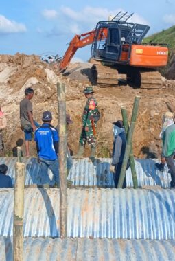 Kodim 0208/AS Rampungkan Pembangunan Jembatan Armco di Desa Teluk Dalam
