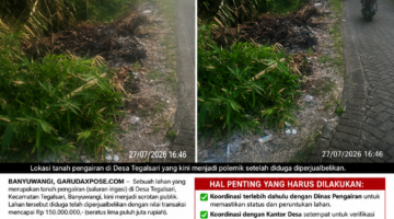 Polemik Tanah Pengairan di Tegalsari Kian Memanas, Dua Pihak Mengaku Sudah Keluarkan Rp25 Juta ke E-BEST Law, Legalitas AJB dan SHM Masih Menggantung