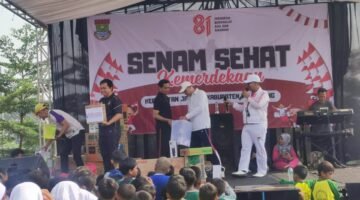Gebyar Kemerdekaan Kecamatan Jayanti Meriah, Warga Antusias Ikuti Senam dan Cek Kesehatan Gratis