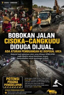 Bobokan Proyek Jalan Cisoka Cangkudu Disorot, Menjual Bekas Bobokan Jalan Demi Kepentingan Pribadi Masuk Kategori Penggelapan Pidana Atau Tindak Korupsi
