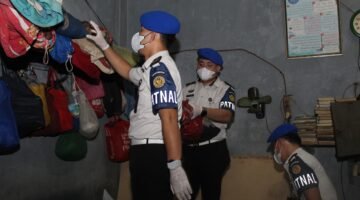 Rutan Kelas I Palembang Gelar Razia Gabungan dan Tes Urine Bersama TNI, POLRI, BNNP Sumsel dan PATNAL