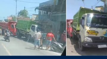 Kecelakaan Lalu Lintas melibatkan Dua Dump Truk Terjadi di Badan Jalan Candipuro Lumajang, Laka Material Diselesaikan Mediasi di Polsek